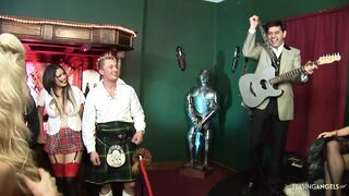 European girls love blowing the men pricks under their Scottish kilts